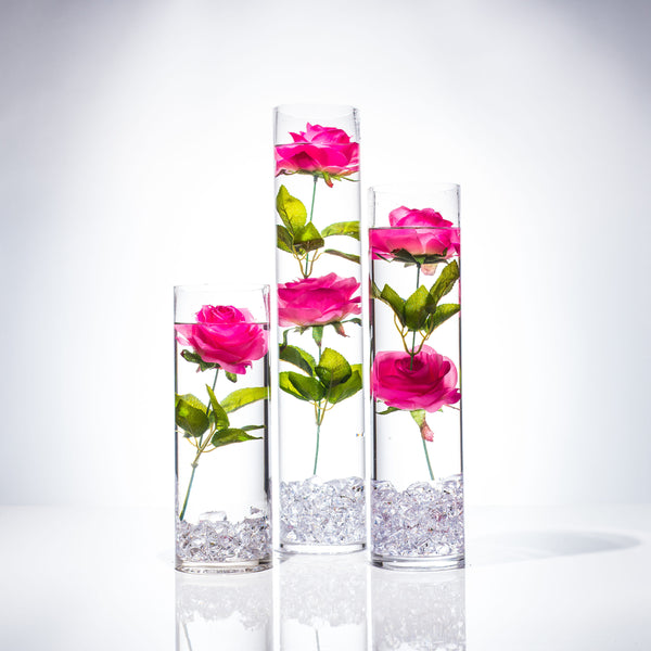 Submersible Pink Rose  Floral Wedding Centerpiece with Floating Candles and Acrylic Crystals Kit
