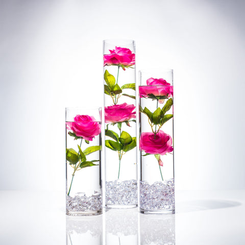 Submersible Pink Rose  Floral Wedding Centerpiece with Floating Candles and Acrylic Crystals Kit