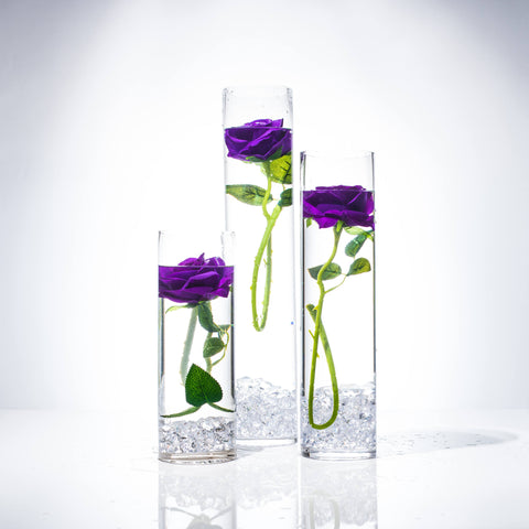 Submersible Purple Rose  Floral Wedding Centerpiece with Floating Candles and Acrylic Crystals Kit