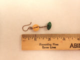 Vintage Bakelite Button Earrings, Gold & Green Catalin Buttons, Antique Brass Ear Wires, Drop Earrings, Button Jewelry, BBE347