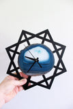 10" Geometric Teal Agate Wall Clock