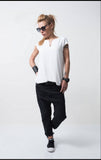 Unique white shirt /White Cotton shirt/Extravagant shirt top /Sleeveless shirt/Asymmetric shirt /Cute white Shirt