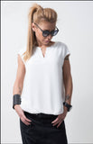 Unique white shirt /White Cotton shirt/Extravagant shirt top /Sleeveless shirt/Asymmetric shirt /Cute white Shirt