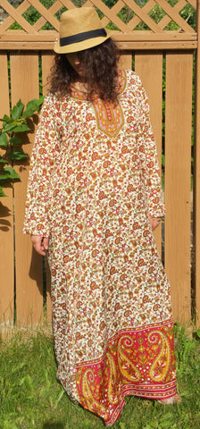 Bohemian Kaftans, Beach Coverup, Gypsy dress, Maxi Dress, Hippie Long Kaftans, Full sleeve caftan, Paisley kaftan, xmas gift for her