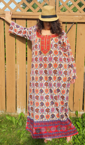Bohemian Kaftans, Beach Coverup, Gypsy dress, Hippie Long Kaftans, Full sleeve caftan, Boho dress, Paisley kaftan, xmas gift for her