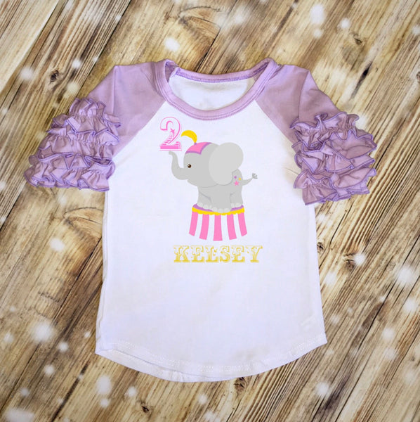 Girls Circus Carnival Birthday Shirt, Big Top Birthday, Elephant Birthday Shirt, First Birthday Shirt, Personalized with Name & Age