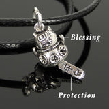 Men's Women Adjustable Braided Bracelet 925 Sterling Silver Lucky Maneki Neko Cat Pendant DiyNotion Handmade BR1125