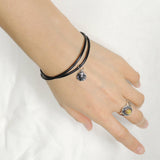 Men's Women Adjustable Braided Bracelet 925 Sterling Silver Fleur de Lis Round Pendant DiyNotion Handmade BR1127