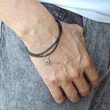 Men's Women Adjustable Braided Bracelet 925 Sterling Silver Fleur de Lis Round Pendant DiyNotion Handmade BR1127