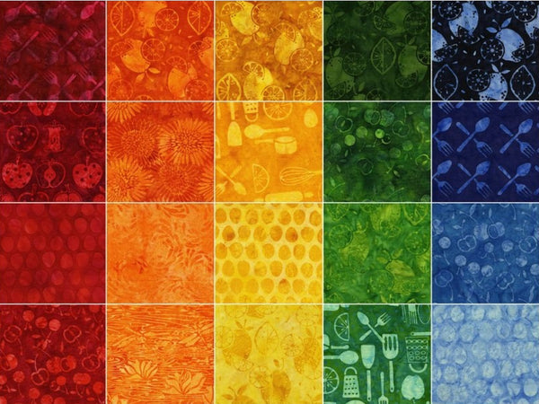 SALE 20% Off Rise & Shine Batiks Stack Pack/Layer Cake by Kathy Engle for Island Batik - 42, 10" X 10" Precut Batik Fabrics