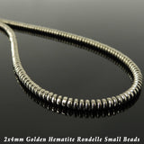 Men's Women 2x4mm Gold Hematite Necklace 925 Sterling Silver Clasp DiyNotion Handmade NK191