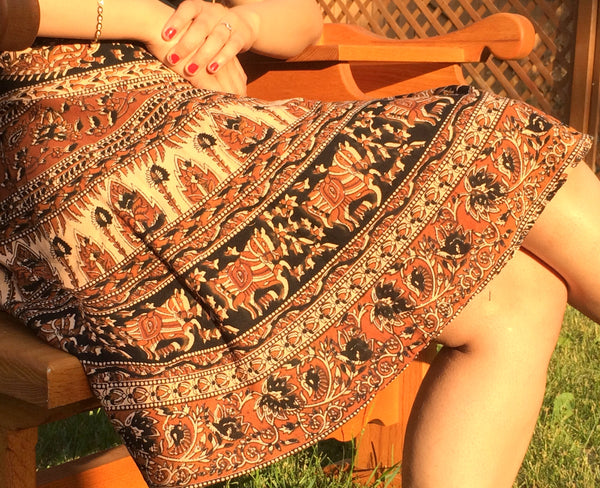 Short Wrap skirt, Summer skirt, Beach wrap skirt, Ethnic Skirt, Bohemian wrap skirt, ethnic skirt, xmas gift for her, small skirt