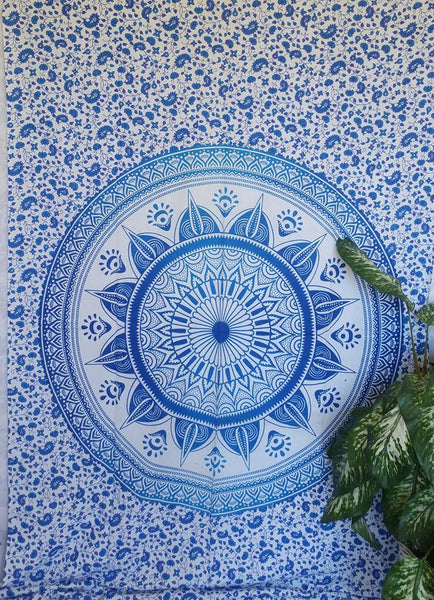 Blue Ombre mandala Tapestry/ Boho Bohemian Tapestry/Indian Hippie wall tapestry/Wall Decor/ Beach tapestry/wall art/Table Runner/Couch throw
