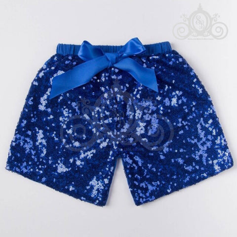 Labor Day Girls Royal Blue Sequin Shorts