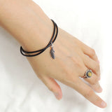 Men's Women Adjustable Braided Bracelet 925 Stamp Sterling Silver Feather Pendant DiyNotion Handmade BR1129