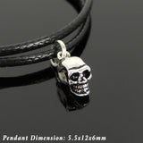 Men's Women Adjustable Braided Bracelet 925 Stamp Sterling Silver Small Skull Pendant DiyNotion Handmade BR1130