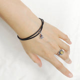 Men's Women Adjustable Braided Bracelet 925 Sterling Silver Fleur de Lis Pendant DiyNotion Handmade BR1131