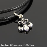 Men's Women Adjustable Braided Bracelet 925 Sterling Silver Fleur de Lis Pendant DiyNotion Handmade BR1131