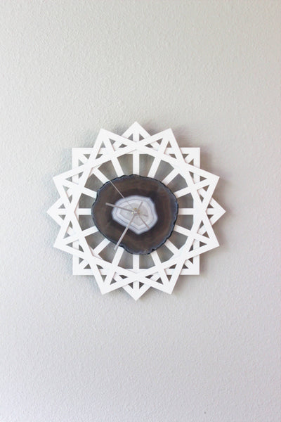 12" Natural Agate Sunburst Wall Clock