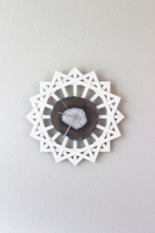 12" Natural Agate Sunburst Wall Clock