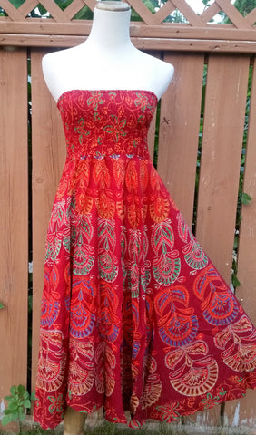 Block print Hippie Dress, Bohemian dress, Gypsy dress, summer dress, vintage style dress, beach coverup, xmas gift for her, strapless dress