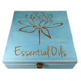 Essential Oils w/ Lotus - Essential Oil Storage Box 58 Slot 15ml -Pine- Choose Finish and Custom Laser Engravings - Fit dōTERRA Young Living