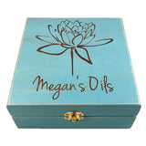 Essential Oils or NAME w/ Lotus - Essential Oil Storage Box 25 Slot 15ml -Pine- Choose Finish & Custom Engravings - Fit dōTERRA Young Living