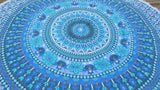 Blue Ombre Traditional Daisy Mandala Throw with Elephant print adorned with Tassels