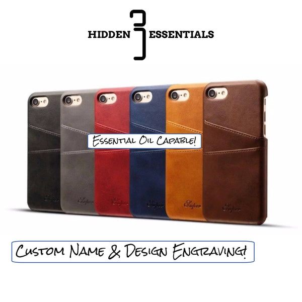 E.O. iPhone 7 Custom Engraved Leather Case Cover with Credit Card Slots - Essential Oil Capable - BRAND NEW!!