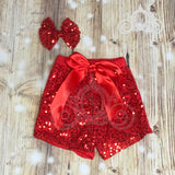 Girls Red Sequin Shorts