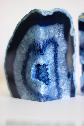 Blue Agate Bookends