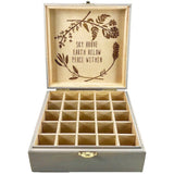 Wildflower Ring w/NAME! - Essential Oil Storage Box 25 Slot 15ml -Pine- Choose Finish and Custom Laser Engravings - Fit dōTERRA Young Living
