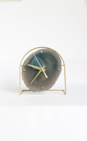 Teal Agate Desk Clock