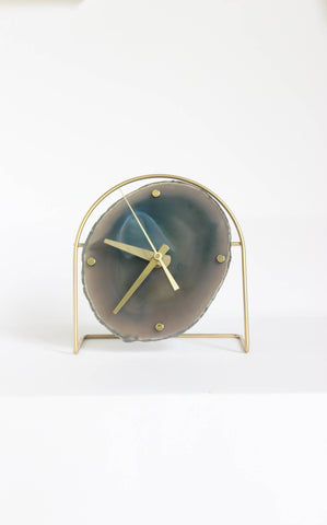 Teal Agate Desk Clock