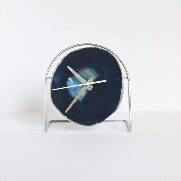 Navy Blue Agate Desk Clock
