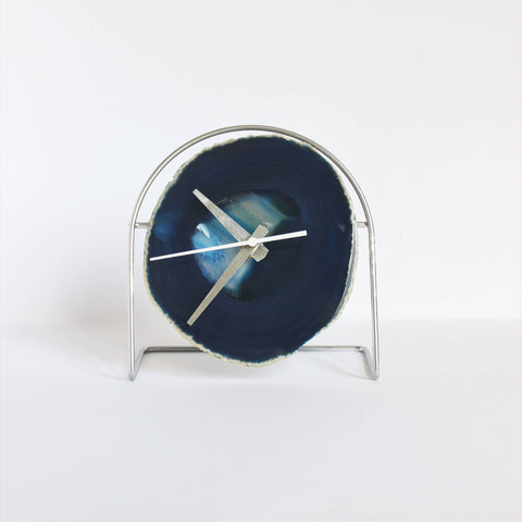 Navy Blue Agate Desk Clock