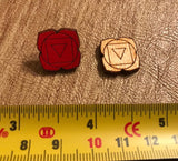 Root Chakra Wooden Stud Earrings - Painted or Natural - 1st Chakra - Red - Muladhara