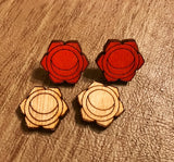 Sacral Chakra Wooden Stud Earrings - Painted or Natural - 2nd Chakra - Orange - Svadhishthana