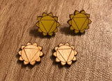 Solar Plexus Chakra Wooden Stud Earrings - Painted or Natural - 3rd Chakra - Yellow - Manipura