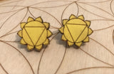 Solar Plexus Chakra Wooden Stud Earrings - Painted or Natural - 3rd Chakra - Yellow - Manipura