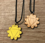 Solar Plexus Chakra Wooden Pendant Necklace - Painted or Natural - 3rd Chakra - Yellow - Manipura