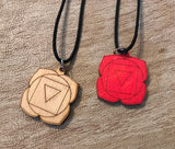 Root Chakra Wooden Pendant - Painted or Natural - 1st Chakra - Red - Muladhara