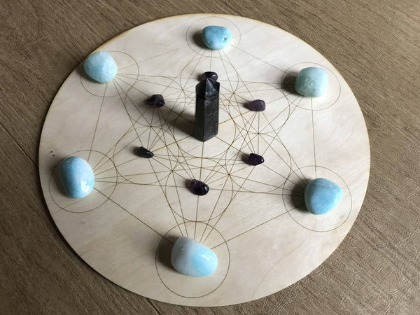 Crystal Grid - Metatron's Cube - 6 or 12 Inches - Birch Wood