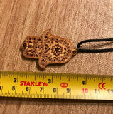 Wooden Hamsa Pendant - Fatima Hand - Small and Large - Birch Wood
