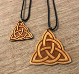 Triquetra Wooden Pendant - Small and Large - Natural Birch Stained