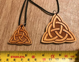 Triquetra Wooden Pendant - Small and Large - Natural Birch Stained