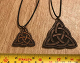 Triquetra Wooden Pendant - Small and Large - Natural Birch Stained Dark