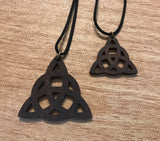 Triquetra Wooden Pendant - Small and Large - Natural Birch Stained Dark