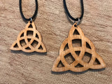 Triquetra Wooden Pendant - Small and Large - Natural Birch Stained