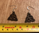 Triquetra Wooden Earrings -  Natural Birch Stained Dark